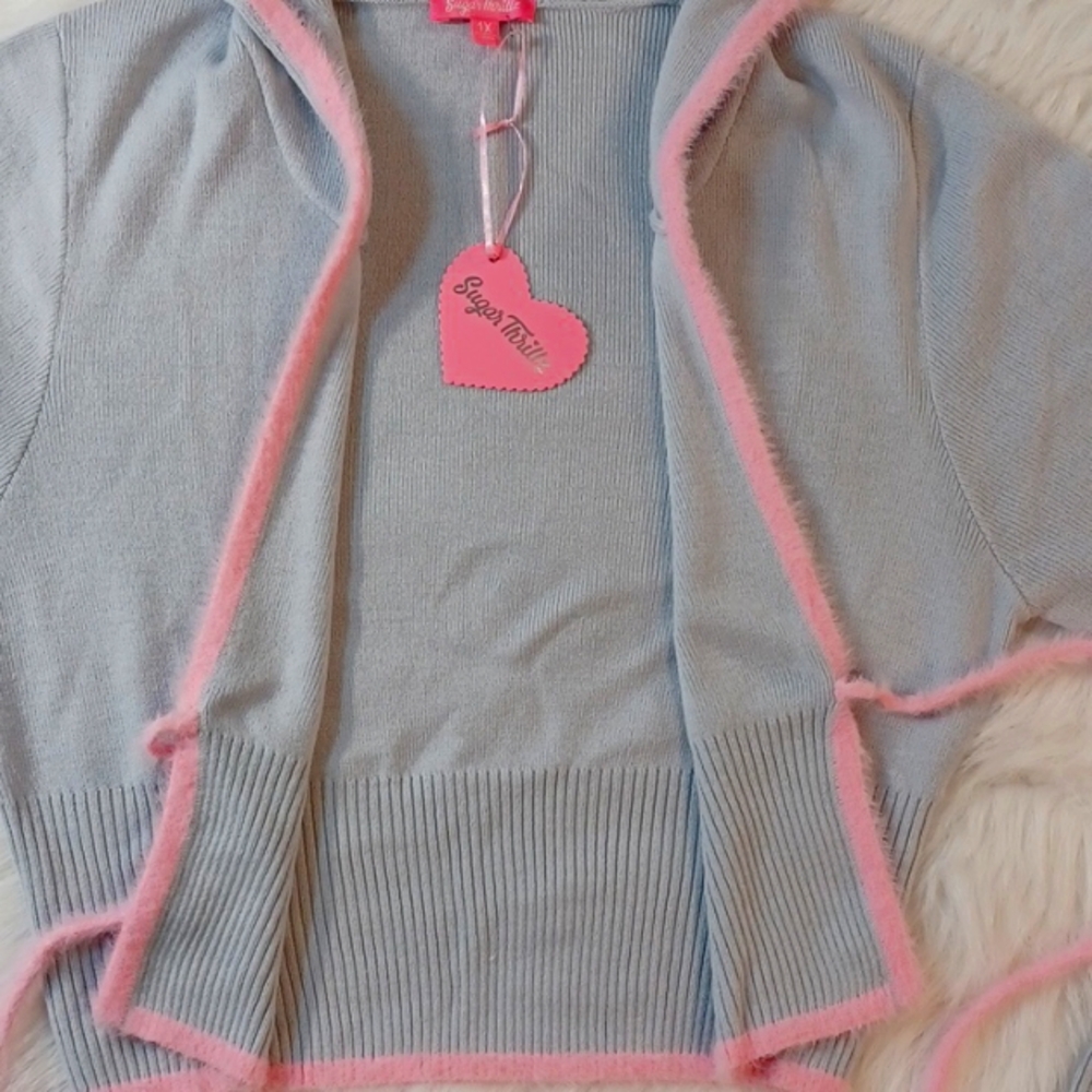 DOLLSKILL SUGAR THRILLZ 1X CRYSTAL QUIET SKIRT SET GRAY/PINK TRIM SOFT KNIT - Picture 11 of 17